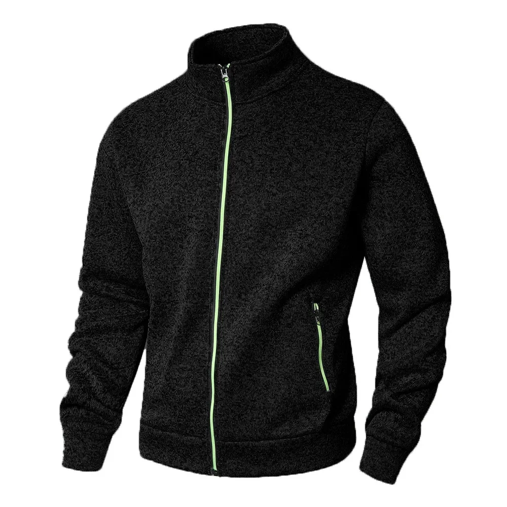 Spring Men's Lapel Sweater Zip Collar Cardigan Men's Casual Sweater Men's Clash of Colours Zip Top Jacket Jacket