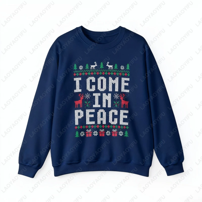 Matching Couples Christmas Funny Couple Hoodie I Come in Peace Classics Sweatshirts Men Women Winter New Year Xmas Warm Pullover