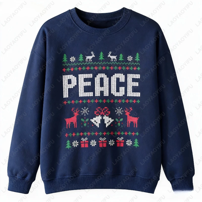 Matching Couples Christmas Funny Couple Hoodie I Come in Peace Classics Sweatshirts Men Women Winter New Year Xmas Warm Pullover