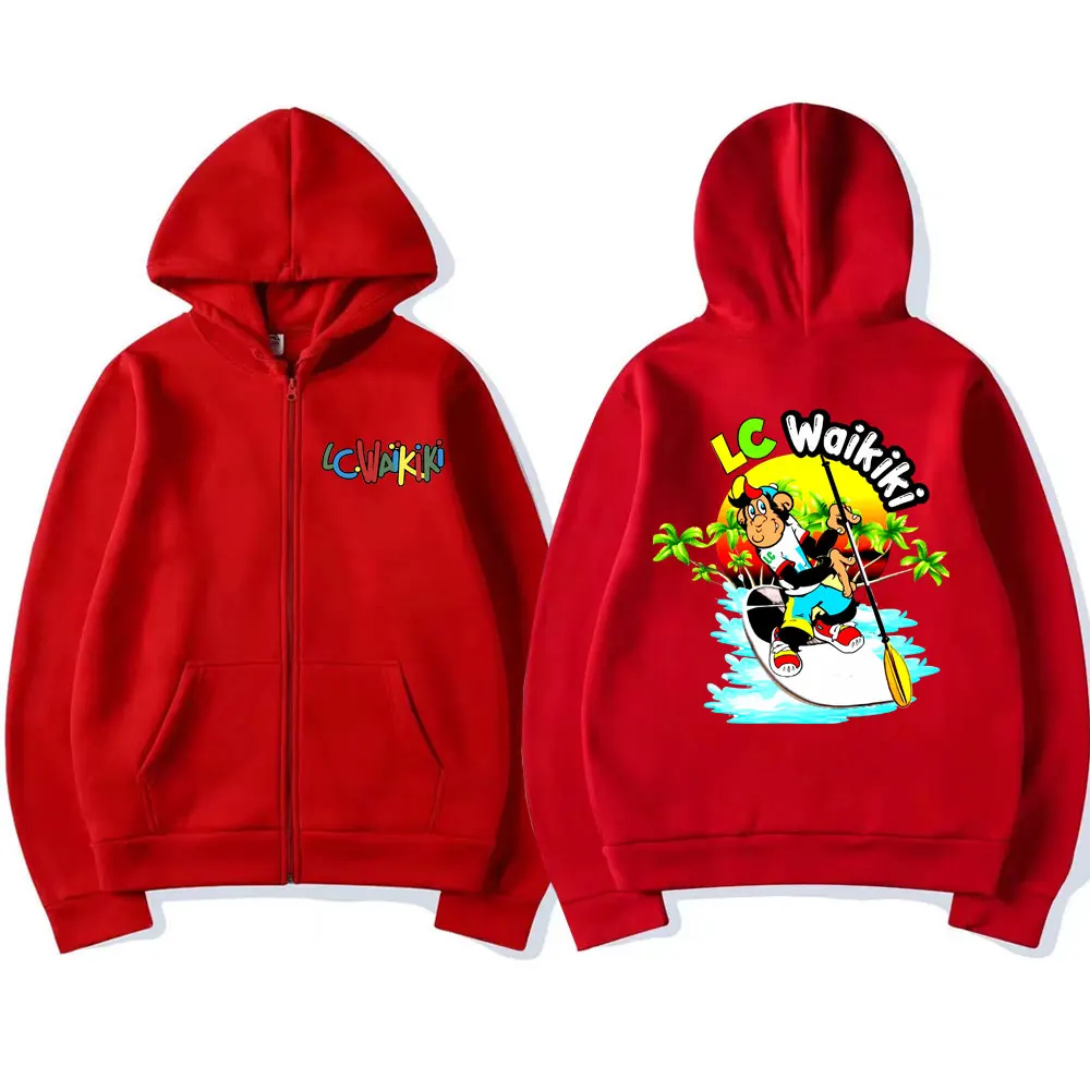 Funny Boating Lc Waikiki Monkey Graphic Zipper Hoodie Male Casual Fleece Cotton Sweatshirt Men's Fashion Oversized Zip Up Jacket