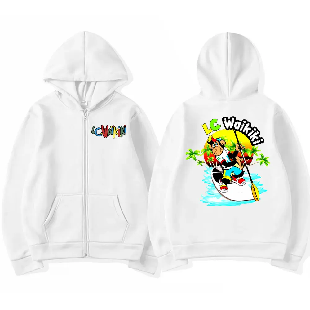 Funny Boating Lc Waikiki Monkey Graphic Zipper Hoodie Male Casual Fleece Cotton Sweatshirt Men's Fashion Oversized Zip Up Jacket