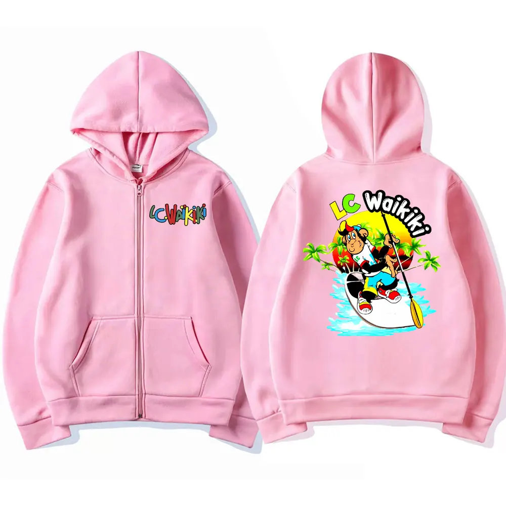 Funny Boating Lc Waikiki Monkey Graphic Zipper Hoodie Male Casual Fleece Cotton Sweatshirt Men's Fashion Oversized Zip Up Jacket