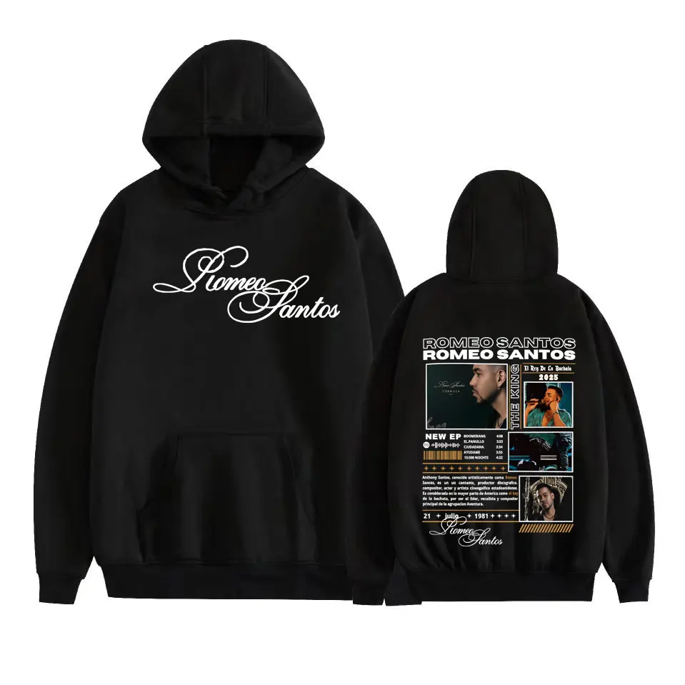 Rapper Romeo Santos The King Tormula Tour 2025 Graphic Hooded Sweatshirts for Men Women Fashion Hip Hop Streetwear Pullover Tops