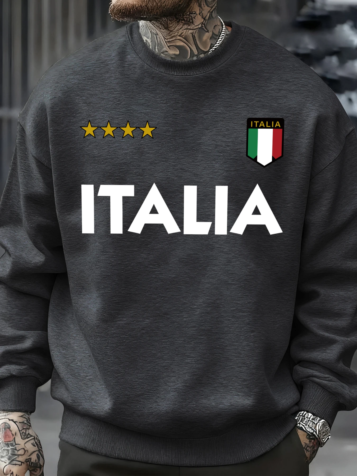 Italia Italian Flag Design Sweatshirt Men Autumn Oversize Sportswear Pullovers Street Fashion Clothing Casual Vintage Tops