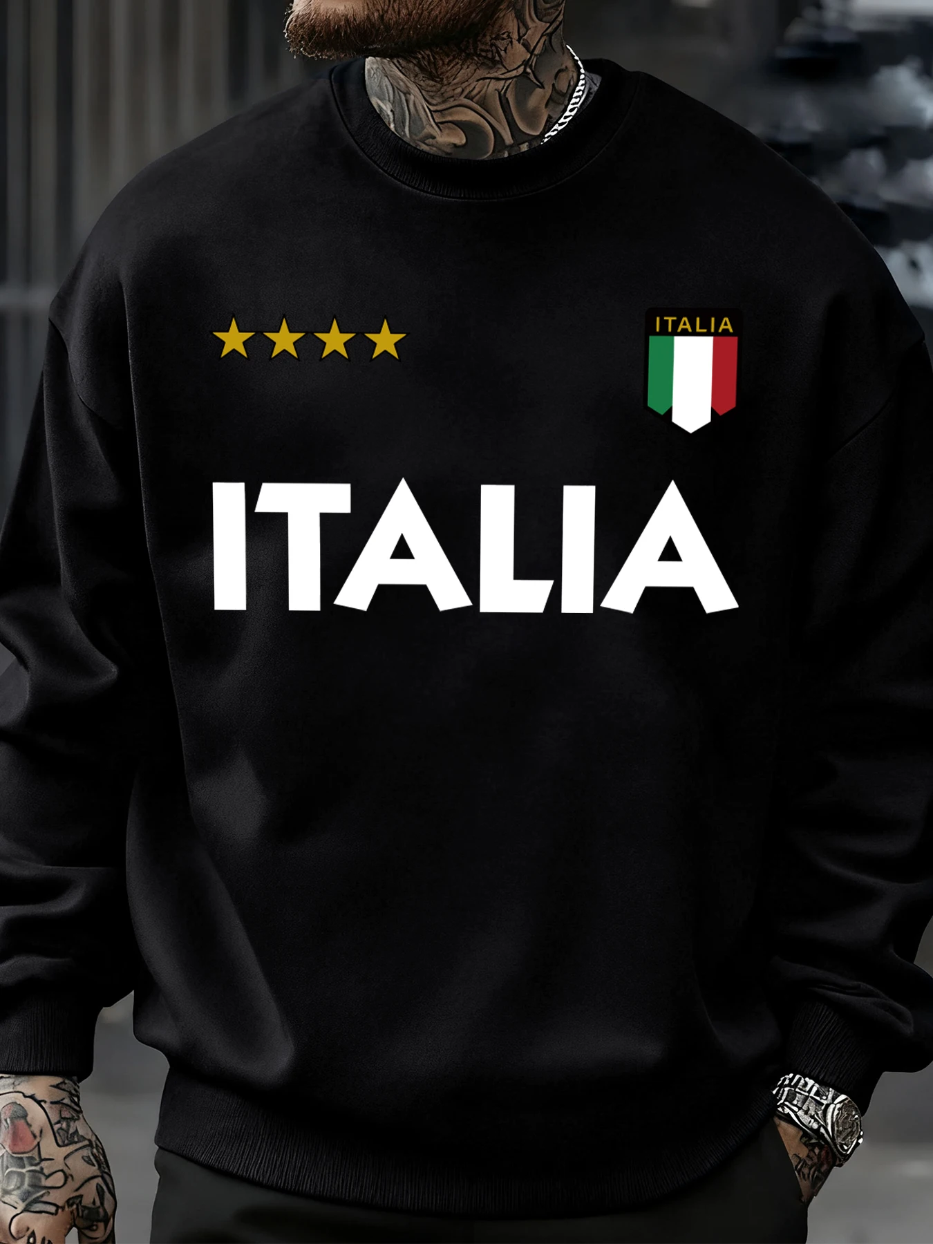 Italia Italian Flag Design Sweatshirt Men Autumn Oversize Sportswear Pullovers Street Fashion Clothing Casual Vintage Tops