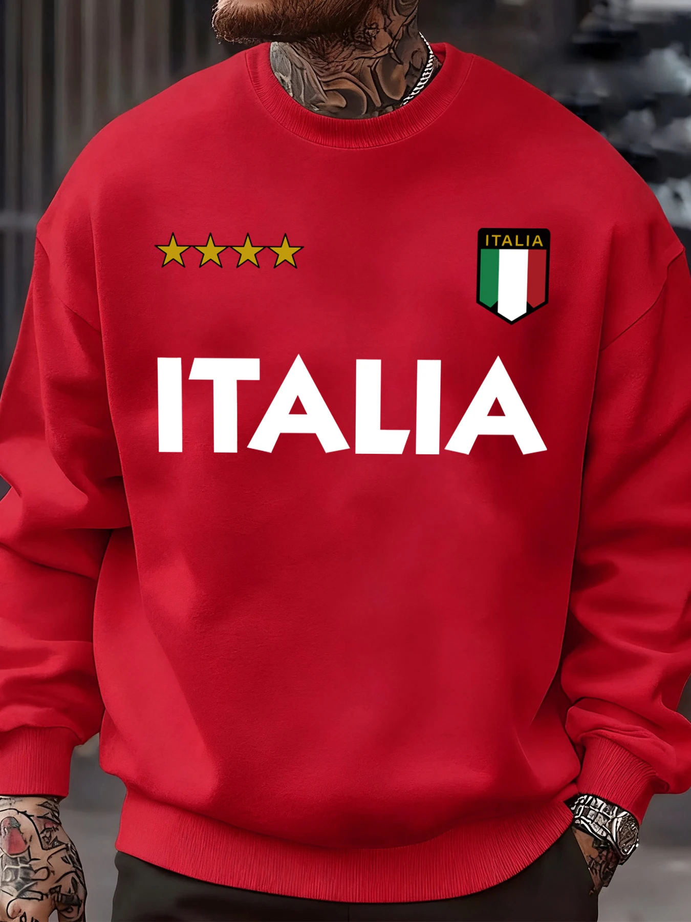 Italia Italian Flag Design Sweatshirt Men Autumn Oversize Sportswear Pullovers Street Fashion Clothing Casual Vintage Tops