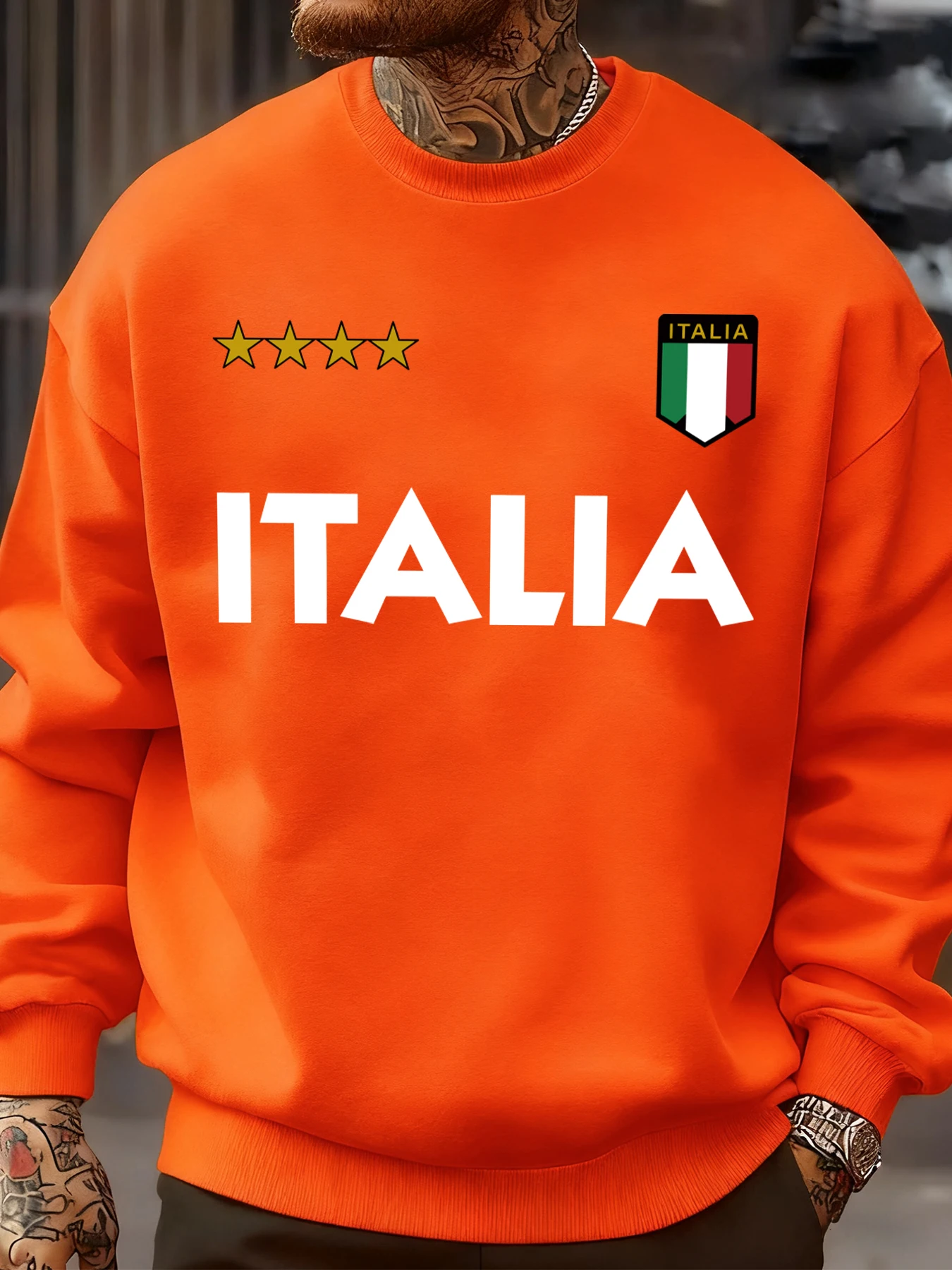 Italia Italian Flag Design Sweatshirt Men Autumn Oversize Sportswear Pullovers Street Fashion Clothing Casual Vintage Tops