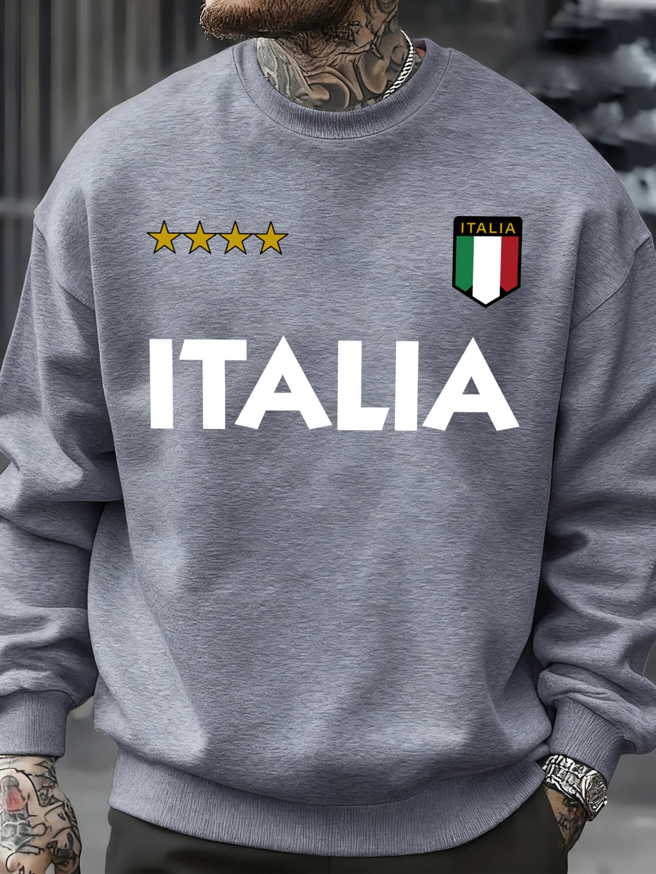 Italia Italian Flag Design Sweatshirt Men Autumn Oversize Sportswear Pullovers Street Fashion Clothing Casual Vintage Tops