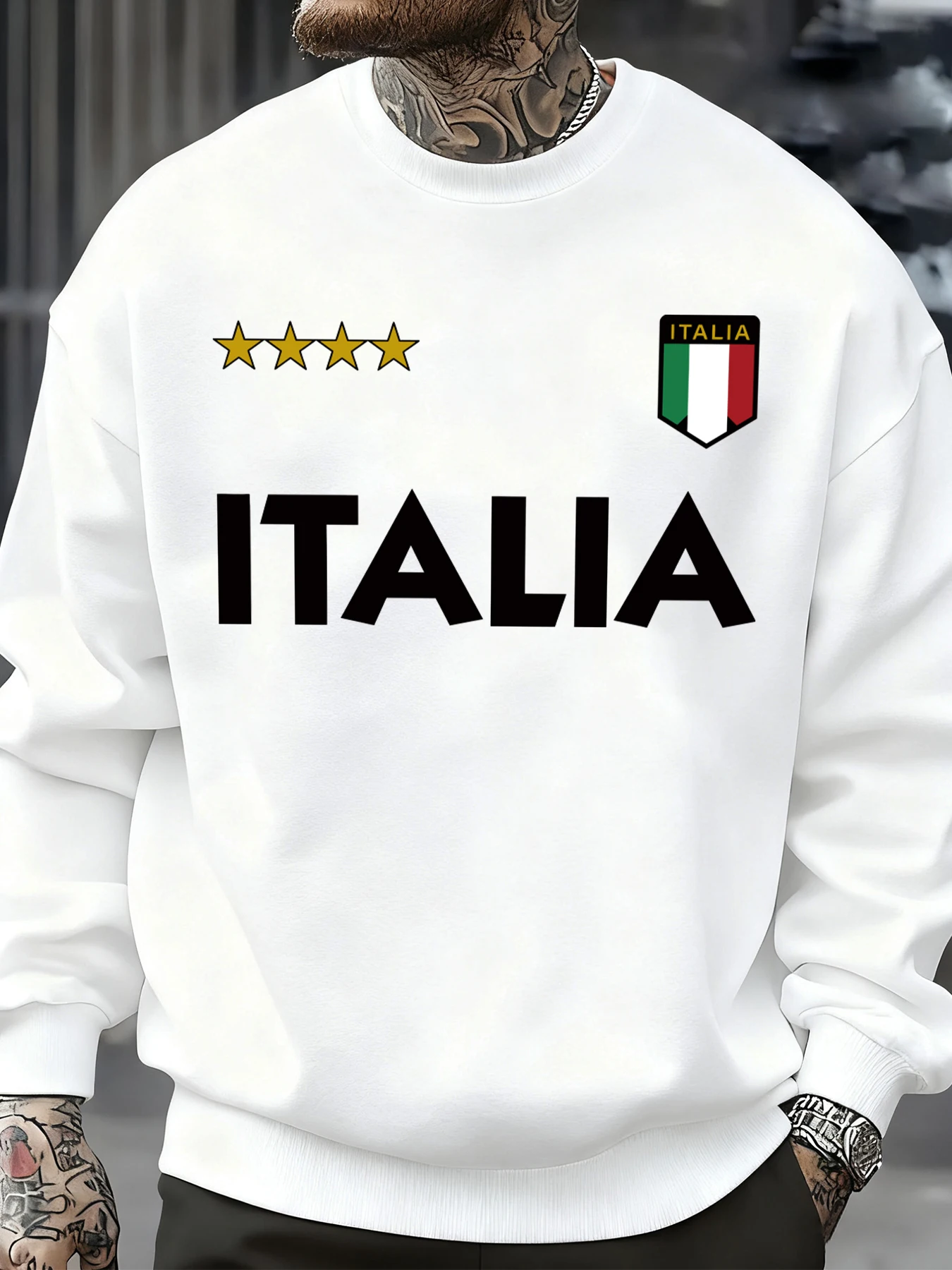 Italia Italian Flag Design Sweatshirt Men Autumn Oversize Sportswear Pullovers Street Fashion Clothing Casual Vintage Tops