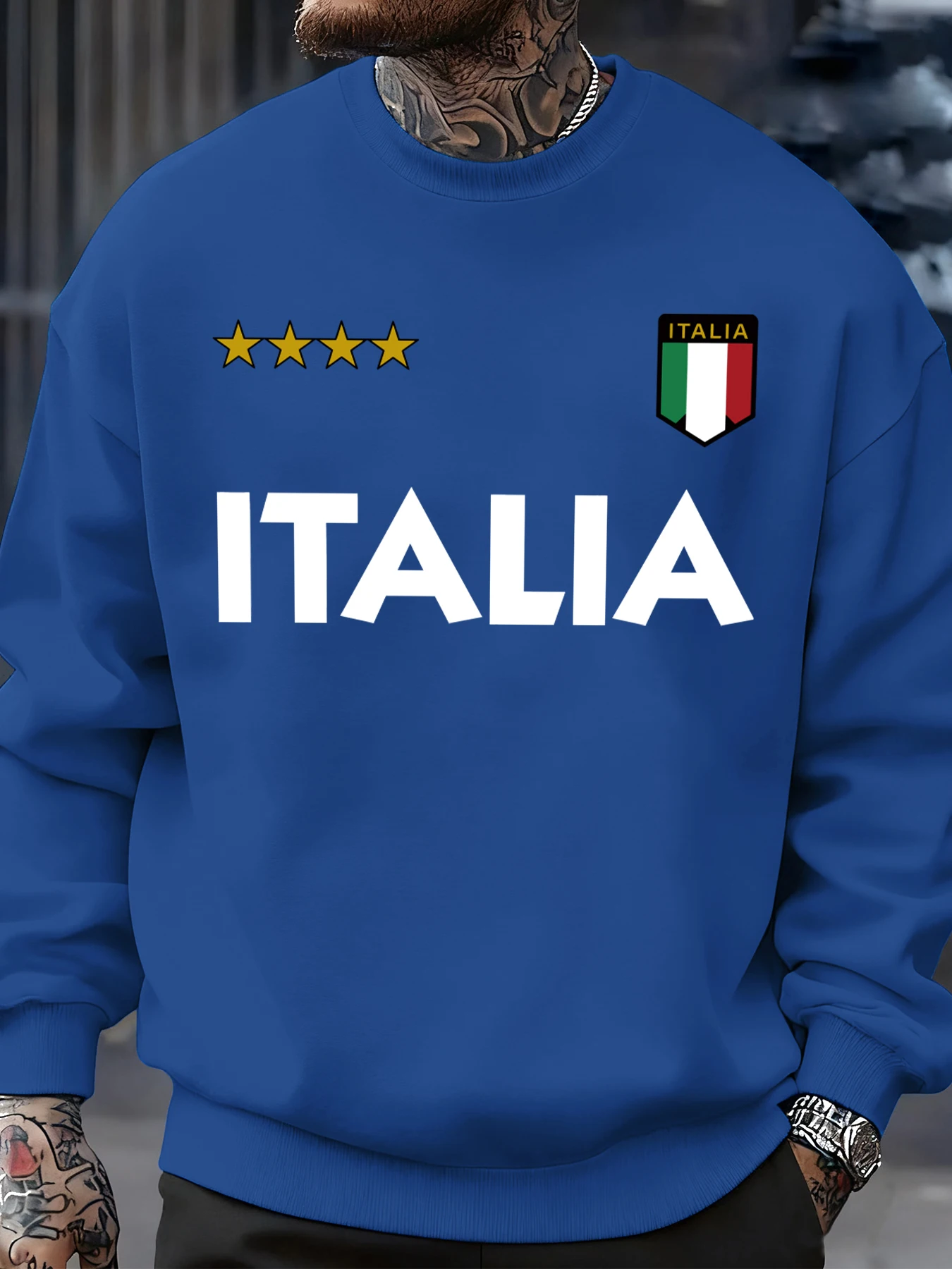 Italia Italian Flag Design Sweatshirt Men Autumn Oversize Sportswear Pullovers Street Fashion Clothing Casual Vintage Tops
