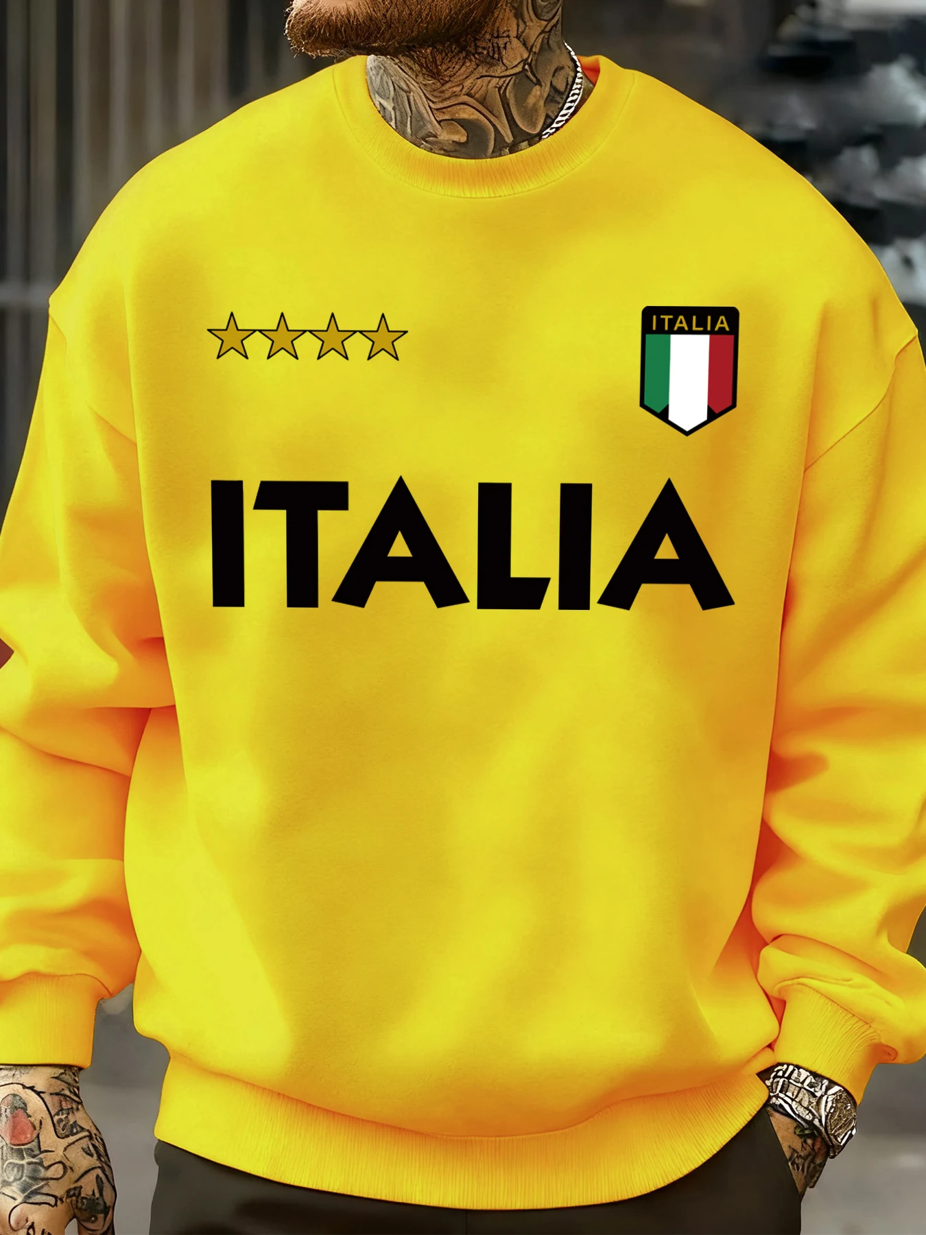 Italia Italian Flag Design Sweatshirt Men Autumn Oversize Sportswear Pullovers Street Fashion Clothing Casual Vintage Tops