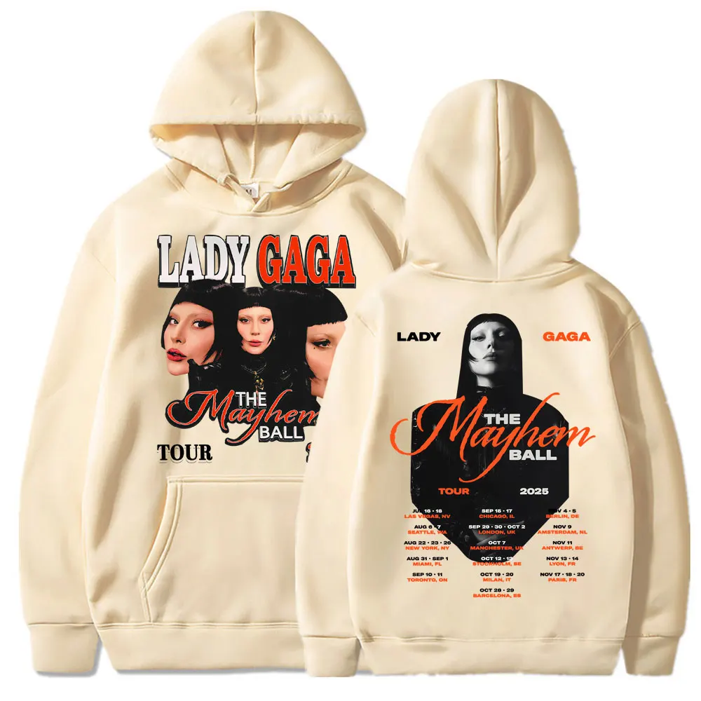 Lady Gaga Mayhem Tour 2025 Hoodies Men Women Trendy Vintage Y2k Popular Sweatshirt Fleece Oversized Casual Pullovers Streetwear