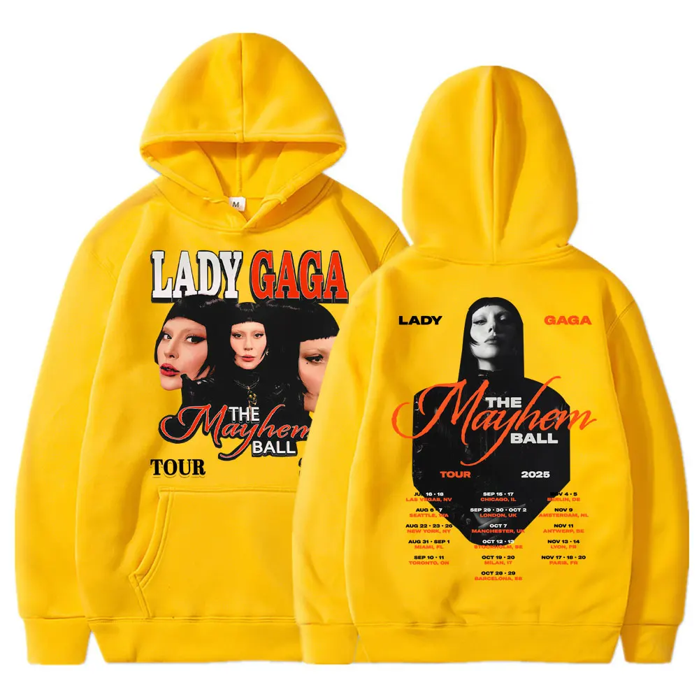 Lady Gaga Mayhem Tour 2025 Hoodies Men Women Trendy Vintage Y2k Popular Sweatshirt Fleece Oversized Casual Pullovers Streetwear