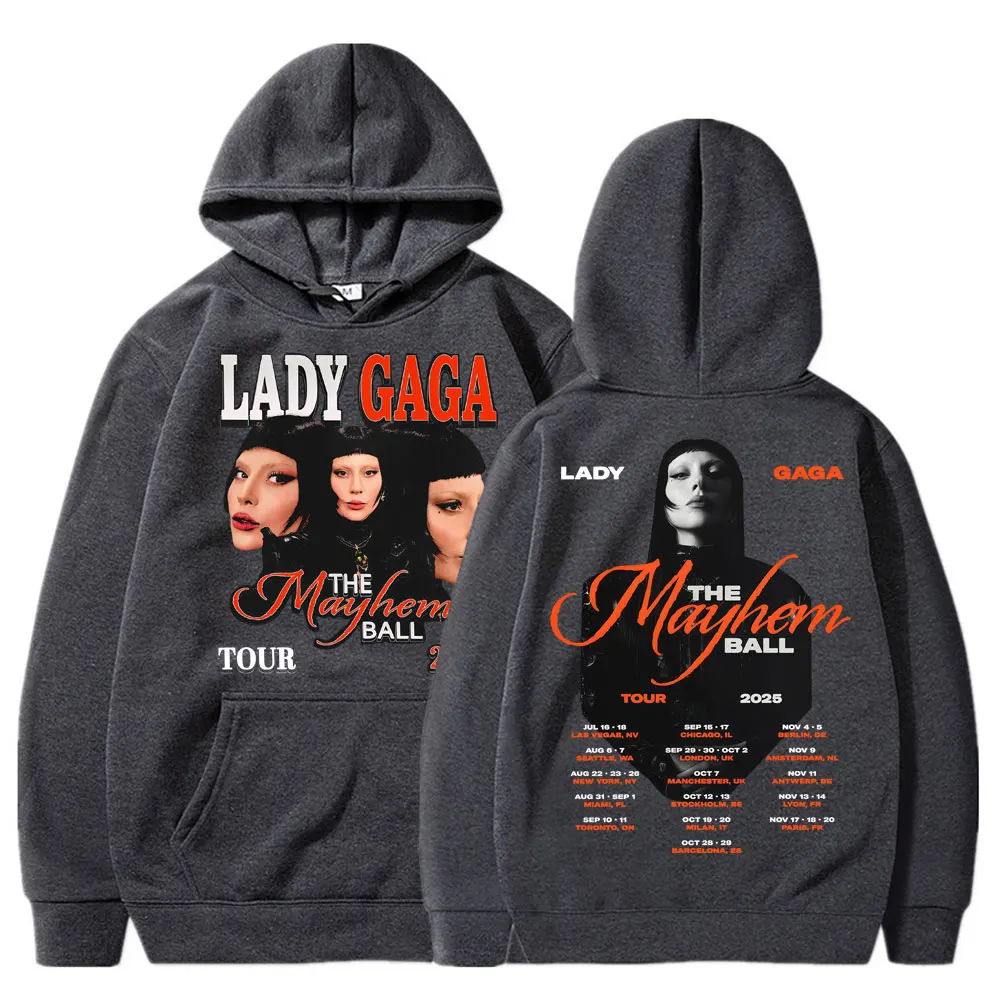 Lady Gaga Mayhem Tour 2025 Hoodies Men Women Trendy Vintage Y2k Popular Sweatshirt Fleece Oversized Casual Pullovers Streetwear