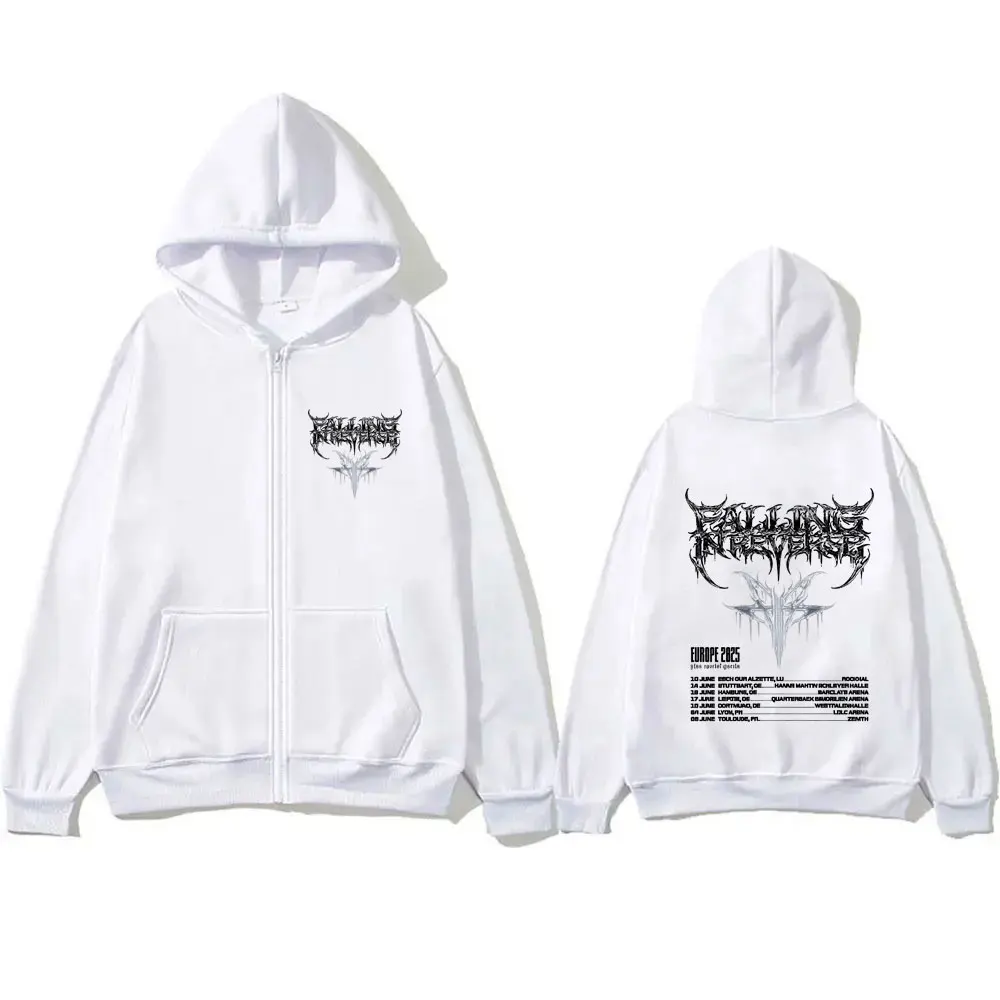 Falling in Reverse EUROPE 2025 Tour Zipper Hoodie Men Women Rock Gothic Oversized Zip Up Jacket Male Casual Cotton Retro Hoodies