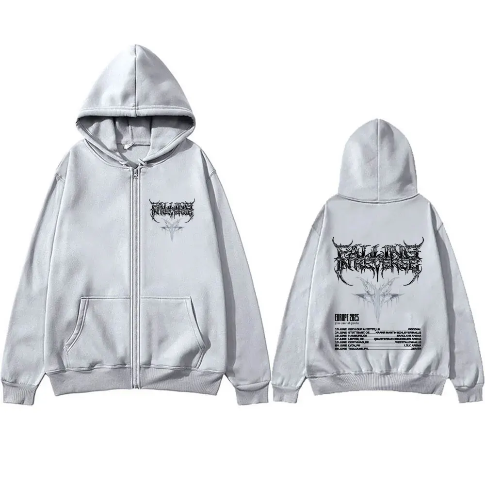 Falling in Reverse EUROPE 2025 Tour Zipper Hoodie Men Women Rock Gothic Oversized Zip Up Jacket Male Casual Cotton Retro Hoodies