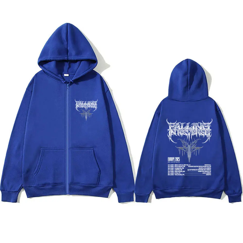 Falling in Reverse EUROPE 2025 Tour Zipper Hoodie Men Women Rock Gothic Oversized Zip Up Jacket Male Casual Cotton Retro Hoodies