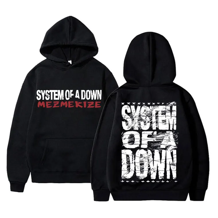 90s Vintage Rock Band System of A Down Mezmerize Print Hoodie Men Women Alternative Metal Music Sweatshirt Men's Gothic Hoodies