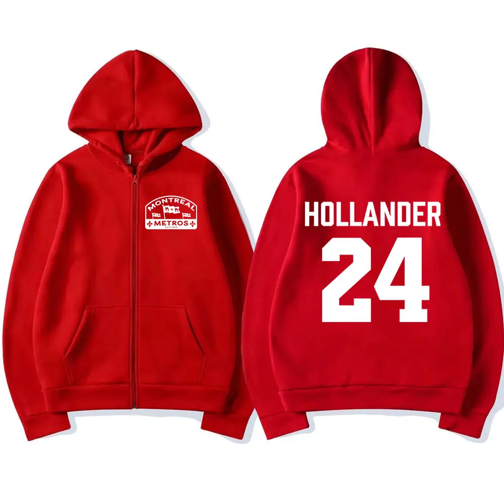 Heated Rivalry Shane Hollander 24 Montreal Metros Zipper Hoodies Men's Women Clothing Zip Up Sweatshirts Long Sleeve Jackets