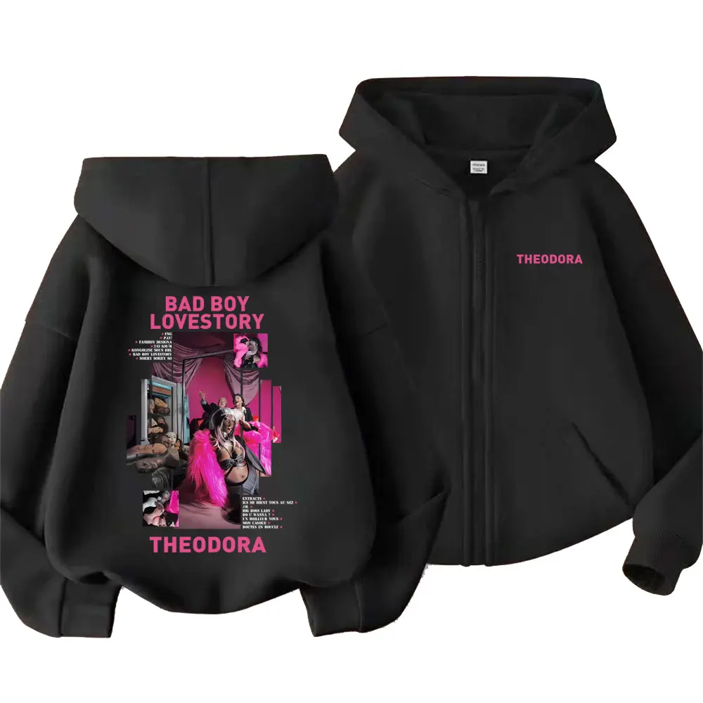 Rapper Theodora Mega Bbl Bad Boy Lovestory Zipper Hoodie Men Women Fashion Hip Hop Zip Up Sweatshirt Men's Vintage Zip Up Jacket