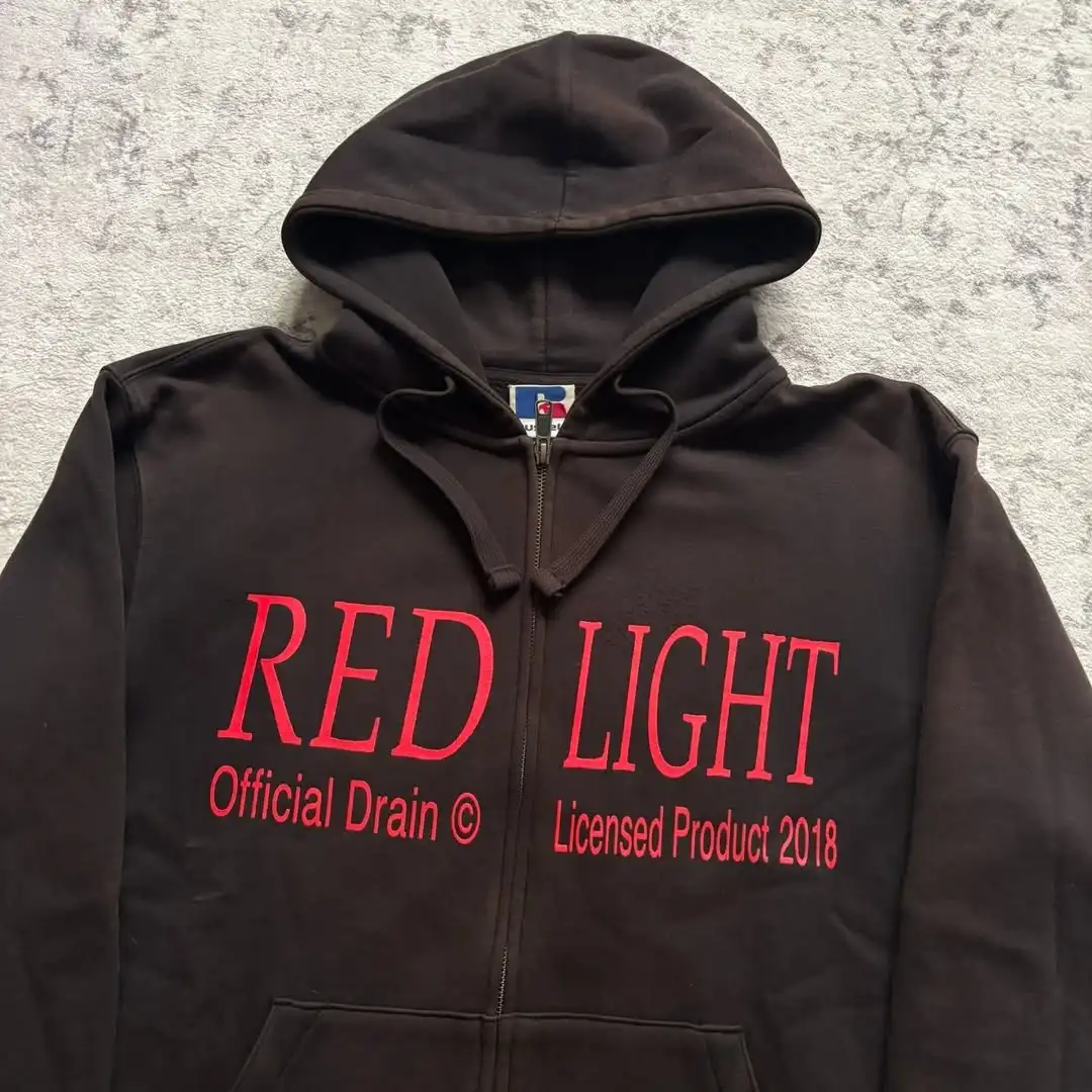 Red Light Zip-Up Oversized Hoodie Grunge Streetwear Gothic Sweatshirt Hoodies Women Tops Men Clothing Goth Harajuku Y2k Clothes