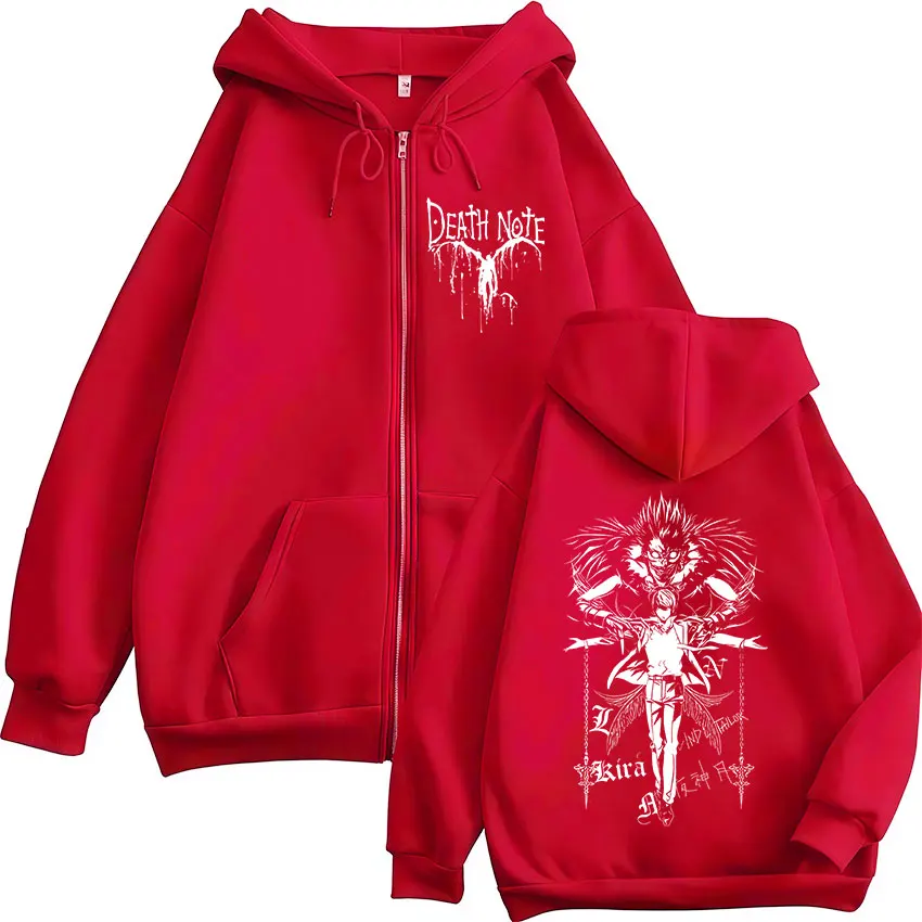 Anime Death Note Ryuk Yagami Light Zipper Hoodies Men Women Clothing Fashion Casual Loose Zip Up Hooded Sweatshirts Jacket Coats