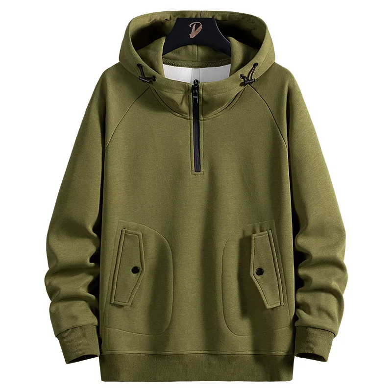 Men Sweatshirts Cotton Hooded Oversized 6XL 7XL 8XL Plus Size Zipper Full Length Hoodies Pullovers Autumn Streetwear Sportswear
