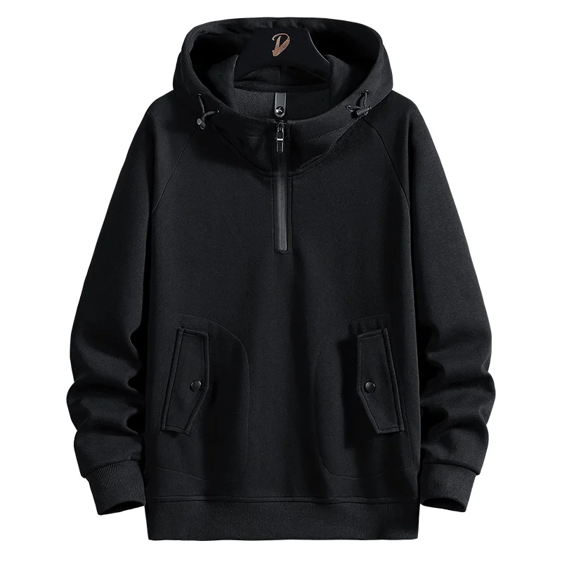 Men Sweatshirts Cotton Hooded Oversized 6XL 7XL 8XL Plus Size Zipper Full Length Hoodies Pullovers Autumn Streetwear Sportswear