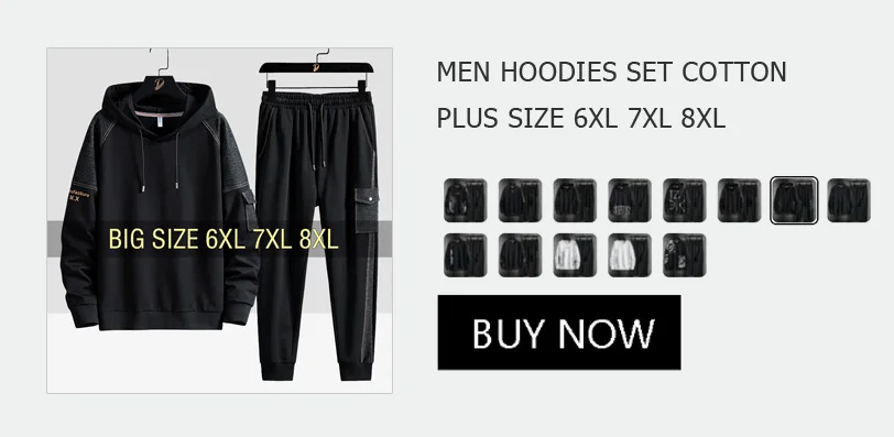 Men Sweatshirts Cotton Hooded Oversized 6XL 7XL 8XL Plus Size Zipper Full Length Hoodies Pullovers Autumn Streetwear Sportswear
