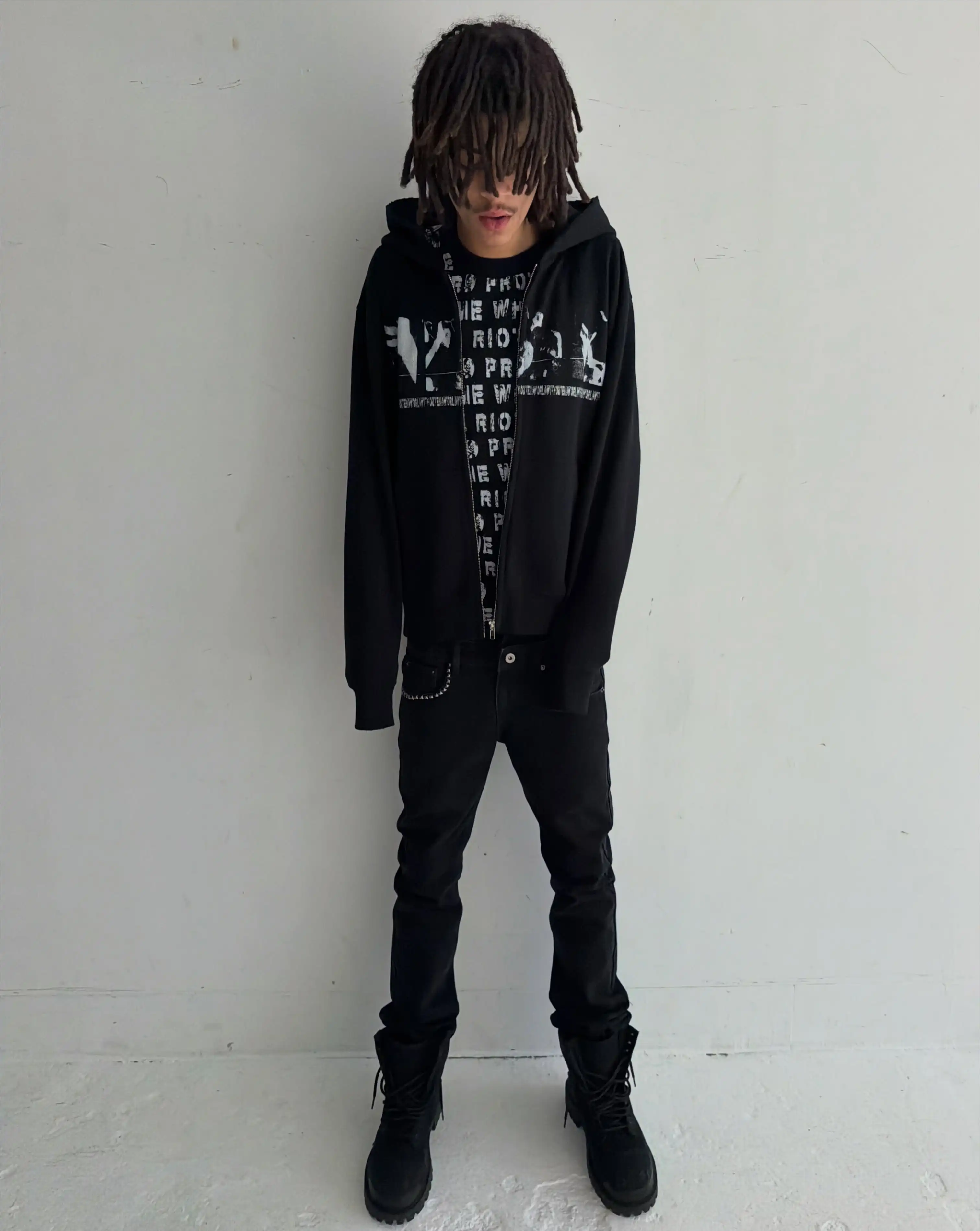 Men Punk Graphic Print Hoodie Streetwear Y2k Long Sleeve Pullover Sweatshirt Gothic Street Style Everyday Casual Fashion Top