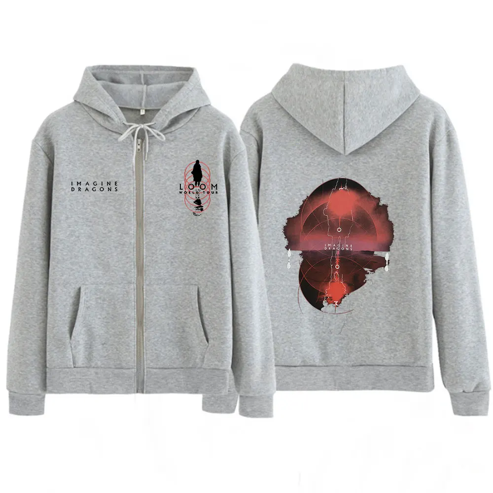 Imagine Dragons Band Loom World Tour 2025 Zipper Hoodies Men Women Clothing Pullovers Fashion Hip Hop Zip Up Sweatshirt Jackets