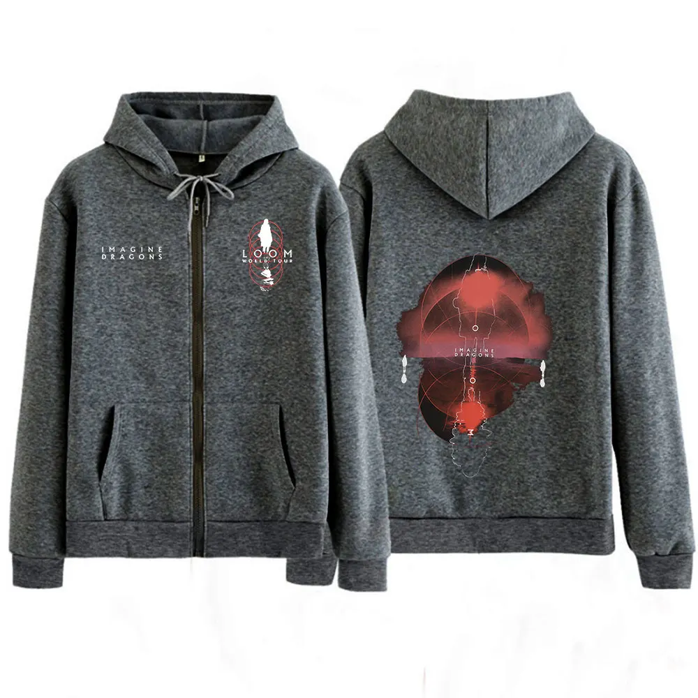 Imagine Dragons Band Loom World Tour 2025 Zipper Hoodies Men Women Clothing Pullovers Fashion Hip Hop Zip Up Sweatshirt Jackets