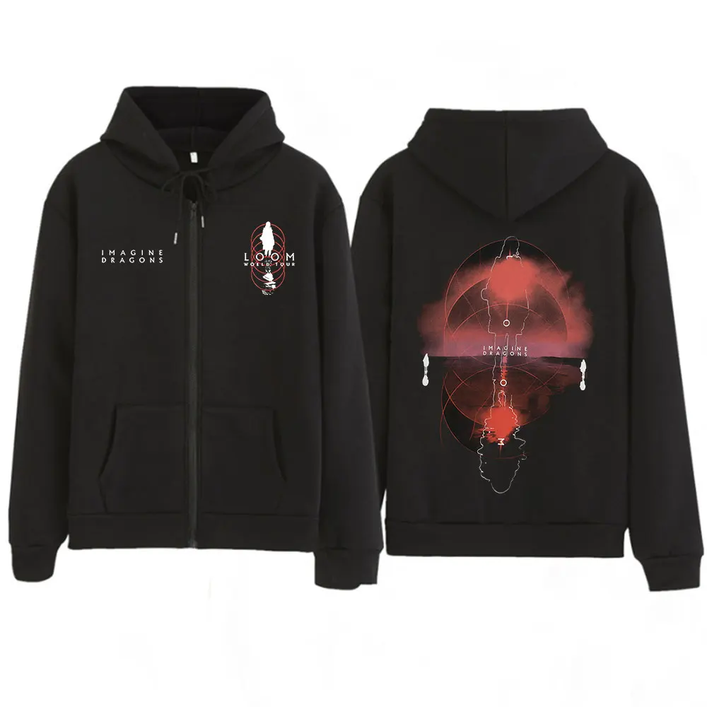 Imagine Dragons Band Loom World Tour 2025 Zipper Hoodies Men Women Clothing Pullovers Fashion Hip Hop Zip Up Sweatshirt Jackets