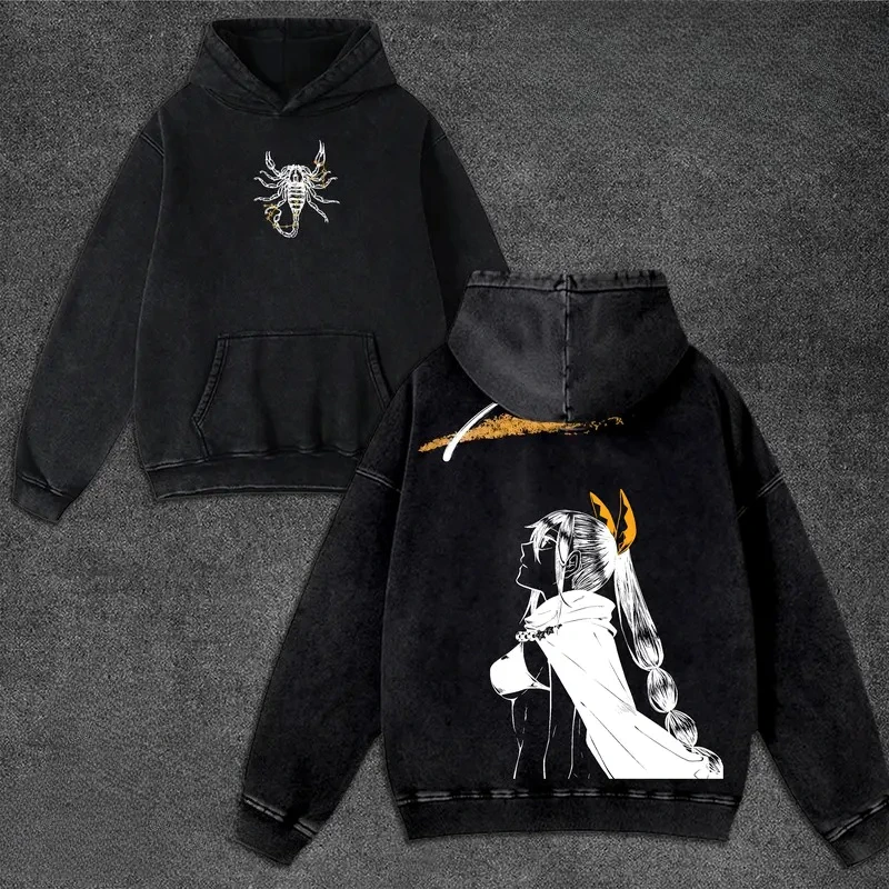 Re Zero Anime Clothing Shaula Graphic Hooded Men Women Cotton Hoodies Vintage Washed Sweatshirt Harajuku Oversized Streetwear