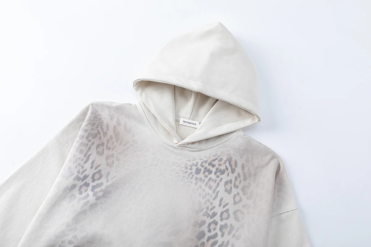 PFNW High Street Leopard Print Hooded Sweatshirt Men's Fashionable Long Sleeve Pocket Pullover Hoodie 2026 New Tide 28L3412