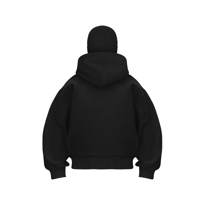 Men Women Winter Fleece Lined Zip Up Hoodie Balaclava Double‑Hood Oversized Face‑Cover Hooded Jacket Streetwear Unisex Outerwear