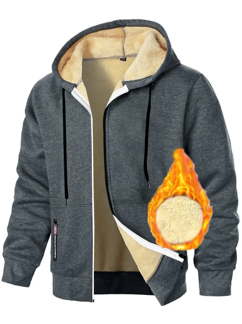 Animal Game Mens Casual Hooded for Men Fleece Sweatshirt Thick Sherpa Lined Hoodies Zipper Jacket Thick Heavyweight Sweatshirts