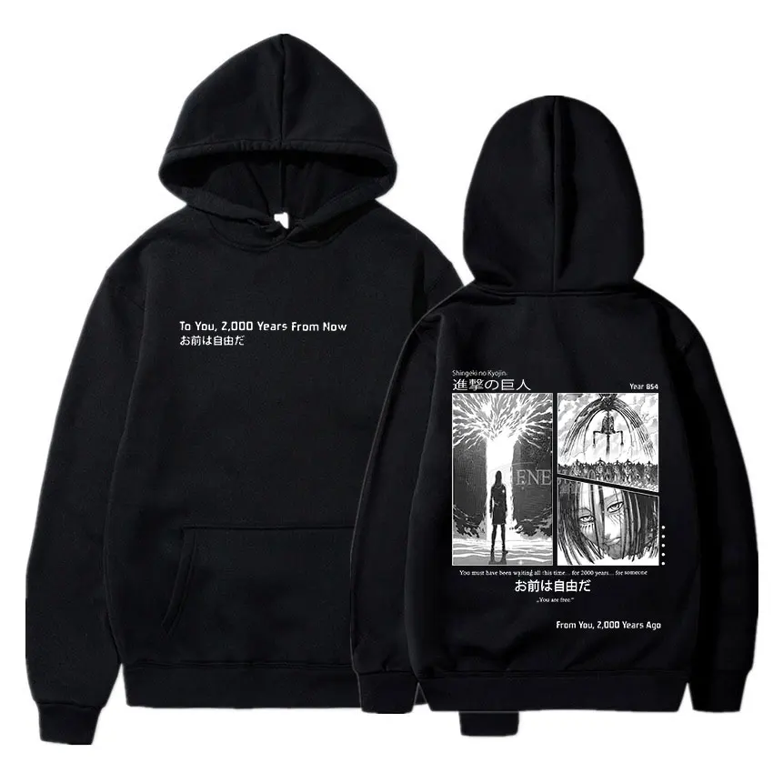 Anime Attack on Titan Hoodies Shingeki No Kyojin Season 4 Final Rumbling Eren Yaeger Oversized Hooded Sweatshirts Streetwear
