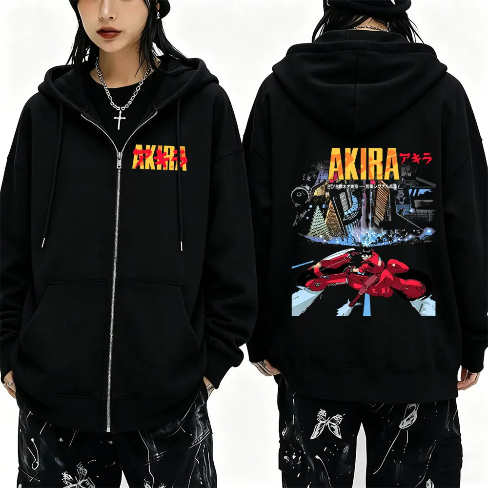 Japanese Movie Anime Akira Shotaro Kaneda Zipper Hoodie Men Women Clothing Oversized Streetwear Male Vintage Zip Up Jacket Coat