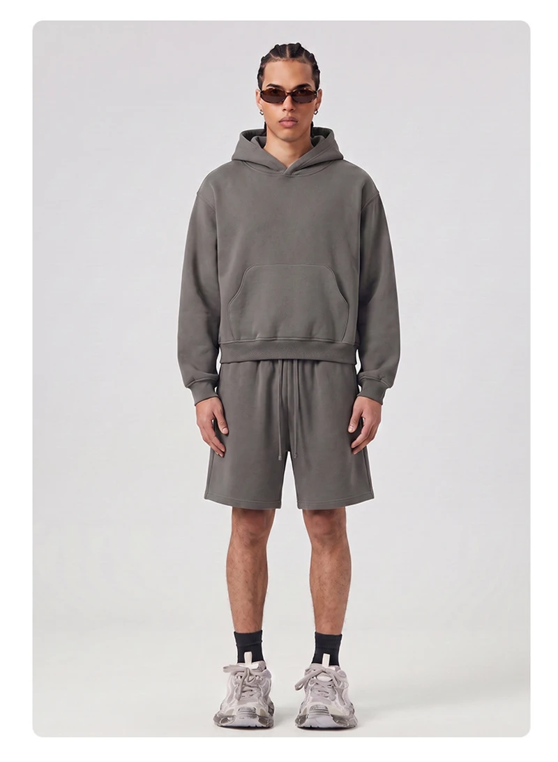 ZODF Trendy Winter Man Boxyfit 350gsm Fleece Hoodie Unisex Old Money Style Comfortable Warm Solid Hooded Pullovers HY0006