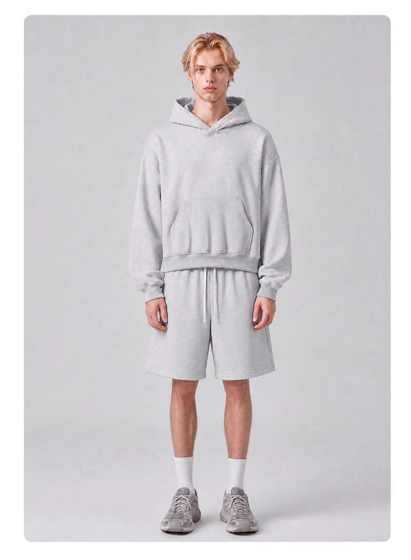 ZODF Trendy Winter Man Boxyfit 350gsm Fleece Hoodie Unisex Old Money Style Comfortable Warm Solid Hooded Pullovers HY0006