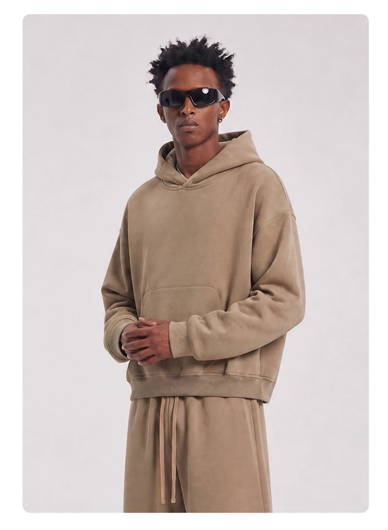 ZODF Trendy Winter Man Boxyfit 350gsm Fleece Hoodie Unisex Old Money Style Comfortable Warm Solid Hooded Pullovers HY0006