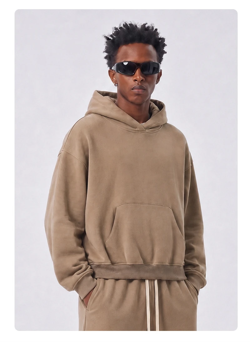 ZODF Trendy Winter Man Boxyfit 350gsm Fleece Hoodie Unisex Old Money Style Comfortable Warm Solid Hooded Pullovers HY0006