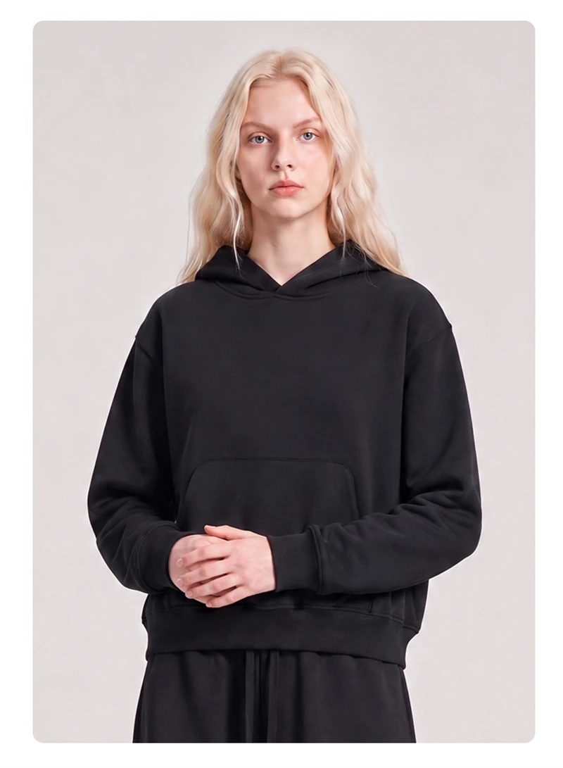 ZODF Trendy Winter Man Boxyfit 350gsm Fleece Hoodie Unisex Old Money Style Comfortable Warm Solid Hooded Pullovers HY0006