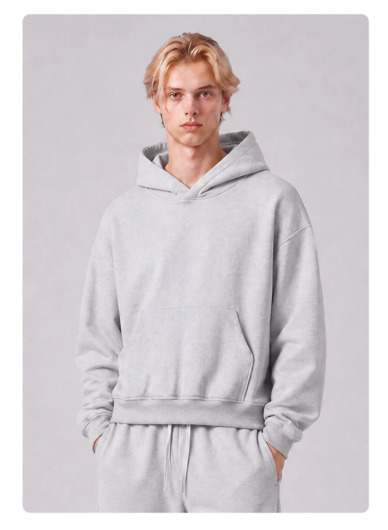 ZODF Trendy Winter Man Boxyfit 350gsm Fleece Hoodie Unisex Old Money Style Comfortable Warm Solid Hooded Pullovers HY0006