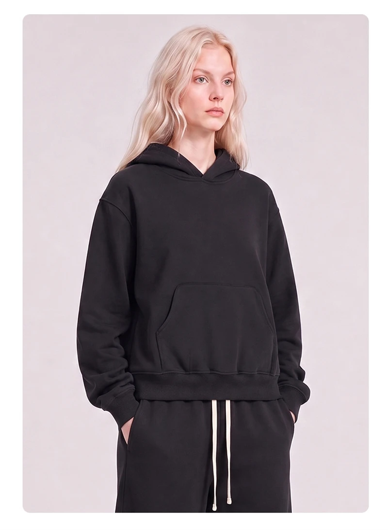 ZODF Trendy Winter Man Boxyfit 350gsm Fleece Hoodie Unisex Old Money Style Comfortable Warm Solid Hooded Pullovers HY0006