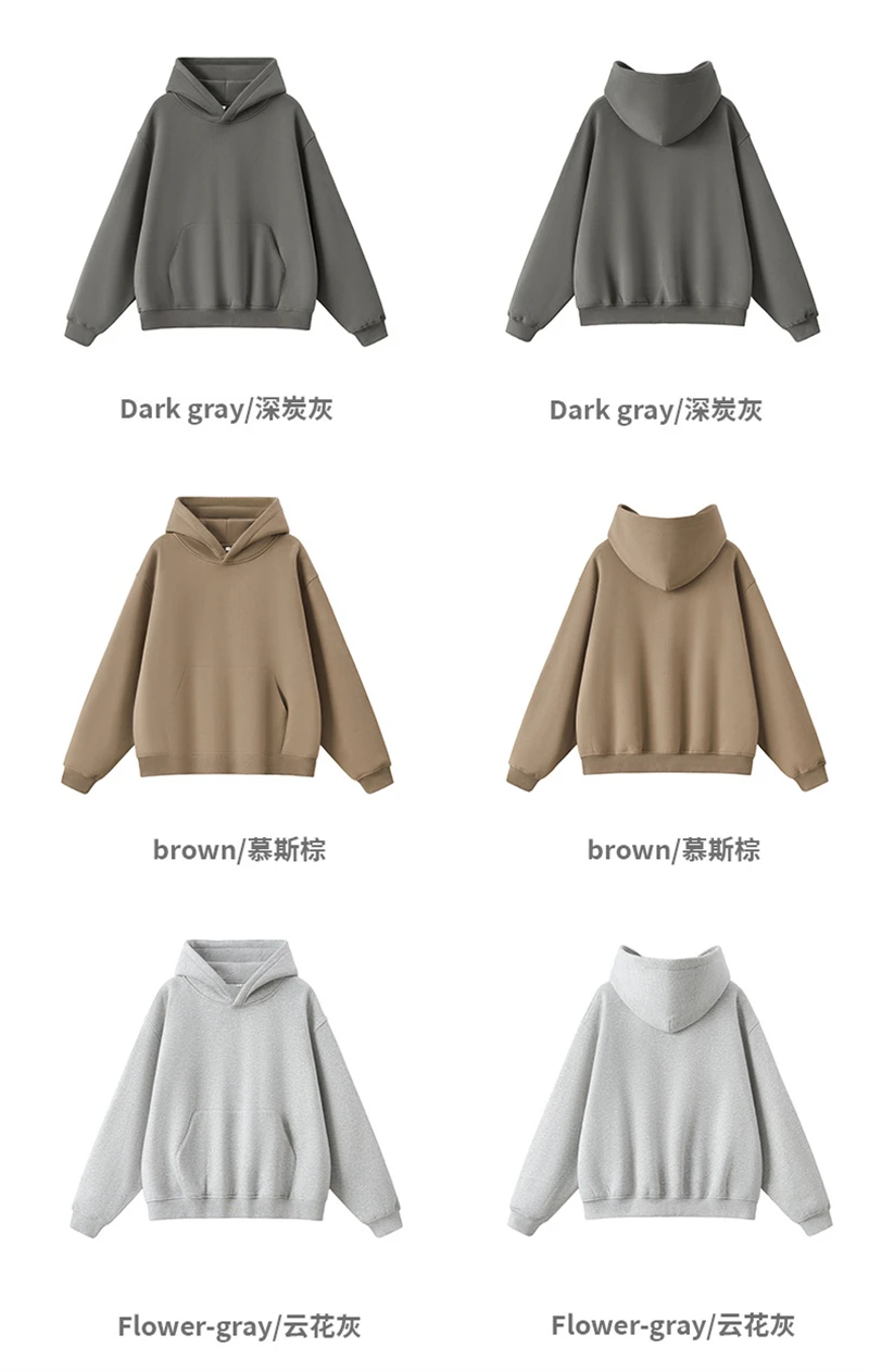 ZODF Trendy Winter Man Boxyfit 350gsm Fleece Hoodie Unisex Old Money Style Comfortable Warm Solid Hooded Pullovers HY0006