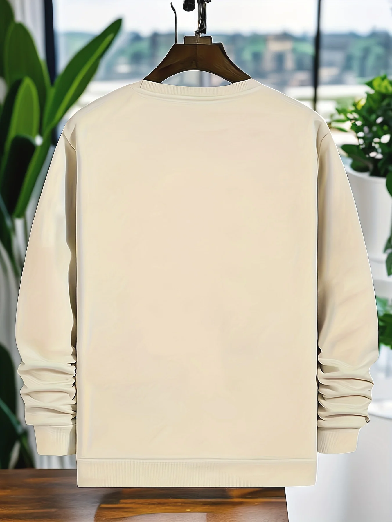 Men's Autumn and Winter Fashionable Casual Loose Poker Card A Print Fleece Pullover Long Sleeved Round Neck Sweatshirt
