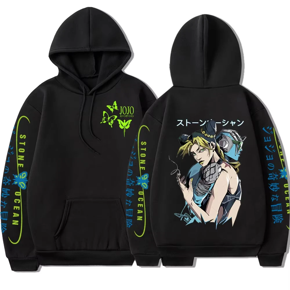 Anime JoJo Bizarre Adventure Stone Ocean Hoodie Jolyne Cujoh Print Hooded Men Women Hoodies Harajuku Streetwear Male Sweatshirt