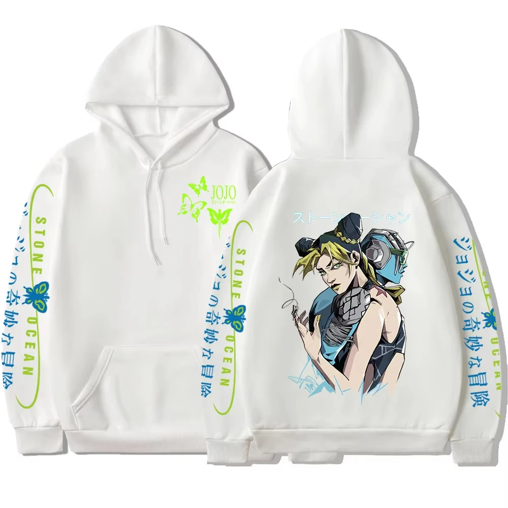 Anime JoJo Bizarre Adventure Stone Ocean Hoodie Jolyne Cujoh Print Hooded Men Women Hoodies Harajuku Streetwear Male Sweatshirt